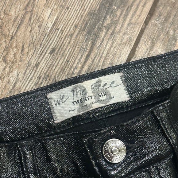 We The Free High Waisted Faux Patent Leather Pants Button Fly Stretch Skinny 26 - Picture 4 of 8